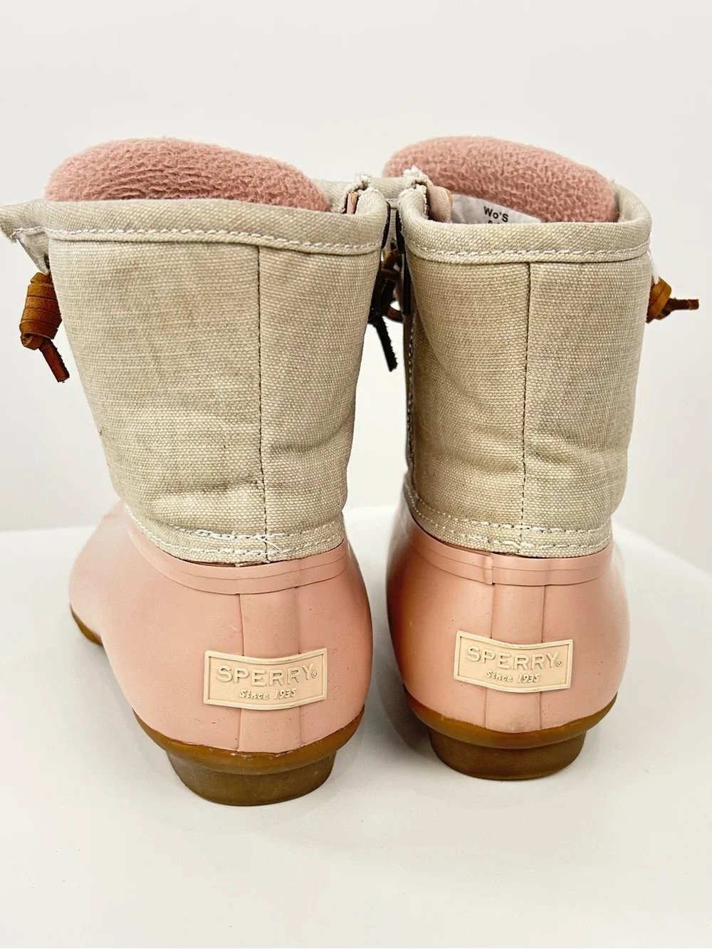 Sperry Saltwater Duck Boots Blush Pink Waterproof Lace Up Boots Women’s 6.5